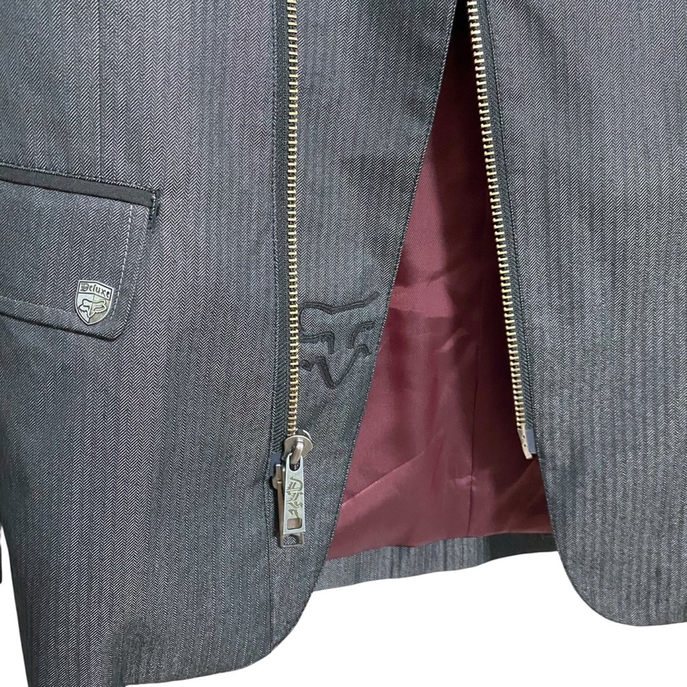 Fox Racing Deluxe Pinstripe Charcoal Gray Blazer Jacket Men's Punk Skater Sz S - Picture 4 of 14